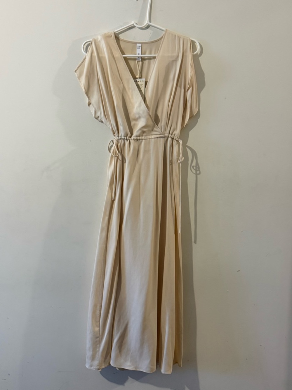 Mango Cream Wrap-Style Maxi Dress with Drawstring